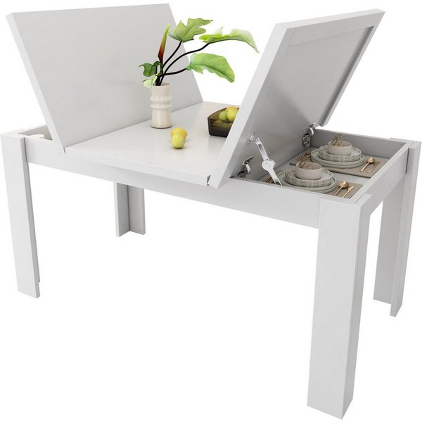 KLAM HOME Esstisch Esstisch 120*70cm, mit Stauraum Esstisch, Rechteckiger Esstisch (Kaffee-Freizeittisch, Moderner einfacher Esstisch, Offener Stauraum), Platzs