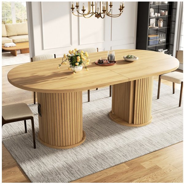 KLAM HOME Esstisch Ausziehbarer Esstisch mit verdecktem Staufach, 149,8‑189,7 cm (Multifunktionaler Küchentisch mit Teleskop‑Mechanismus ohne Werkzeug), Flexibl