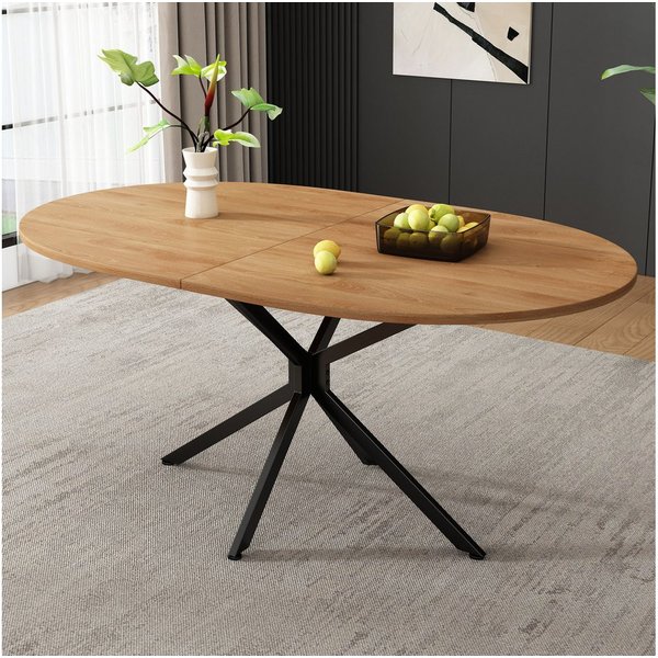 KLAM HOME Esstisch Moderner Esstisch, stabiler Esstisch, Metallbeine, L120*B80*H75,5cm (Küchentisch,Wohnzimmertisch, Ovaler Esstisch, 1-St), Esstisch für 4-6 Pe