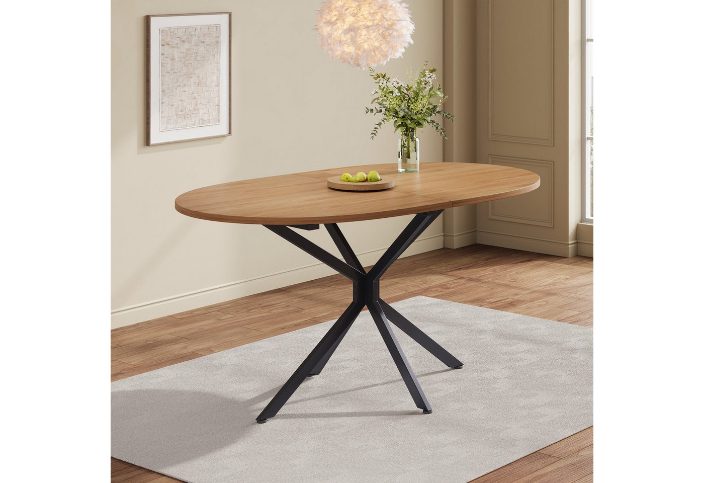 KLAM HOME Esstisch Moderner Esstisch, stabiler Esstisch, Metallbeine, L120*B80*H75,5cm (Küchentisch,Wohnzimmertisch, Ovaler Esstisch, 1-St), Esstisch für 4-6 Pe – Bild 4 von 5