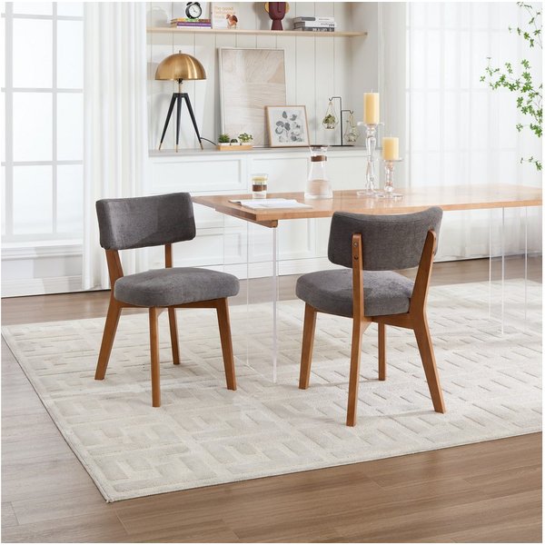 KLAM HOME Esszimmerstuhl Moderne Mid-Century-Stil Esszimmerstuhl Satz von 2, Massivholz Beine Stoff gepolsterten Sitz für Küche,Esszimmer oder Büro