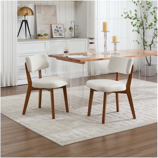 KLAM HOME Esszimmerstuhl Moderne Mid-Century-Stil Esszimmerstuhl Satz von 2, Massivholz Beine Stoff gepolsterten Sitz für Küche,Esszimmer oder Büro