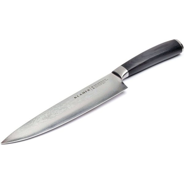 KLAMER Damastmesser Chefmesser 20cm, extra scharfes Küchenmesser, echter japanischer Dama…, 67-Lagen Damaststahl, 61 HRC, 13° Schnittwinkel