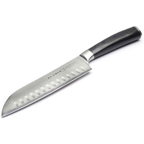 KLAMER Damastmesser Premium Santoku Messer echter japanischer Stahl 18 cm Kochmesser, 67-Lagen Damaststahl, 61 HRC, 13° Schnittwinkel