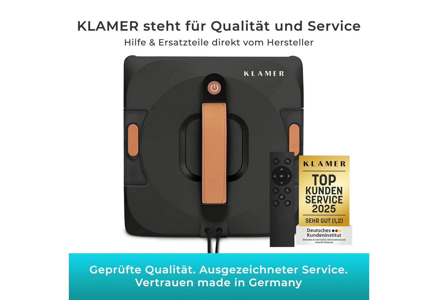KLAMER Fensterputzroboter Kompakter Fensterroboter mit automatischer Kanten-Erkennung, Dual Spr…, Randerkennung, Absturzsicher,2 Modi, Fernbedienung/App Steueru – Bild 2 von 5