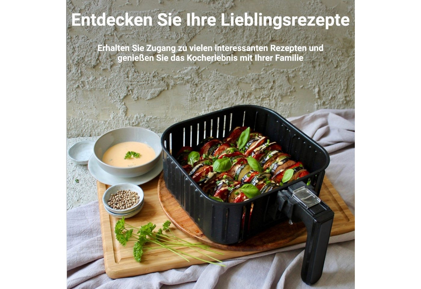 KLAMER Heißluftfritteuse XL 5,5l, Multifunktionale Heissluftfritteuse, ölfreie Fritteuse, 1700W Airfryer, 1700 W, LED Display, Antihaftkorb, Voreingestellte Koc – Bild 5 von 5