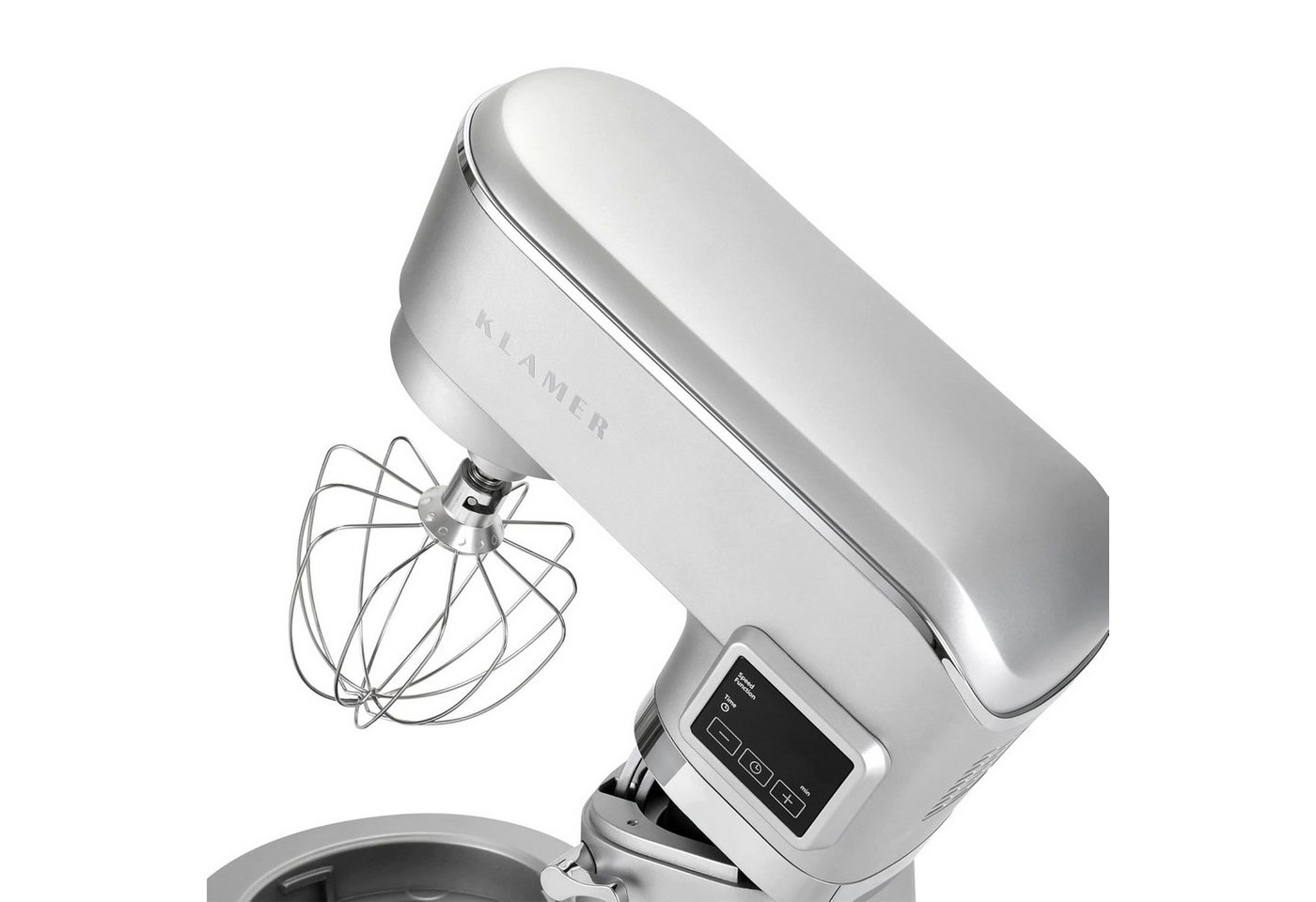 KLAMER Küchenmaschine 1400W, Knetmaschine mit 5,5 Liter Edelstahl Schüssel, 6 Geschwindigkeitsstufen mit Timer, Rührbesen, Knethaken, Schneebesen und Spritzschu – Bild 4 von 5