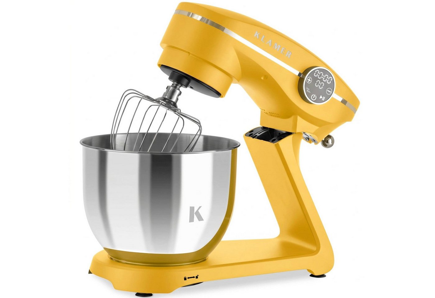 KLAMER Küchenmaschine 1800W, Knetmaschine mit 6 Liter Edelstahl Schüssel, 10 Geschwindigkeitsstufen mit Timer, Rührbesen, Knethaken, Schneebesen und Spritzschut – Bild 4 von 5