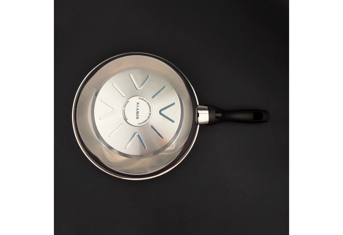 KLAMER Wok Edelstahl 28cm, antihaftbeschichtete Induktions-Pfanne, mit hohem Ran…, Edelstahl, Güteglasdeckel, tropffrei abgießen – Bild 5 von 5