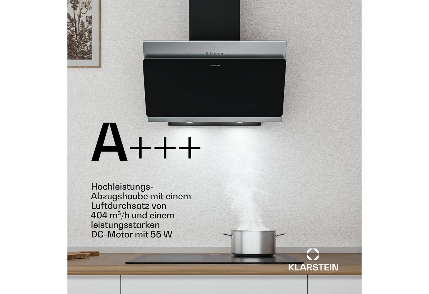 Klarstein Deckenhaube Alessia Dunstabzugshaube Head free Umluft Abluft LED Edelstahl – Bild 3 von 5