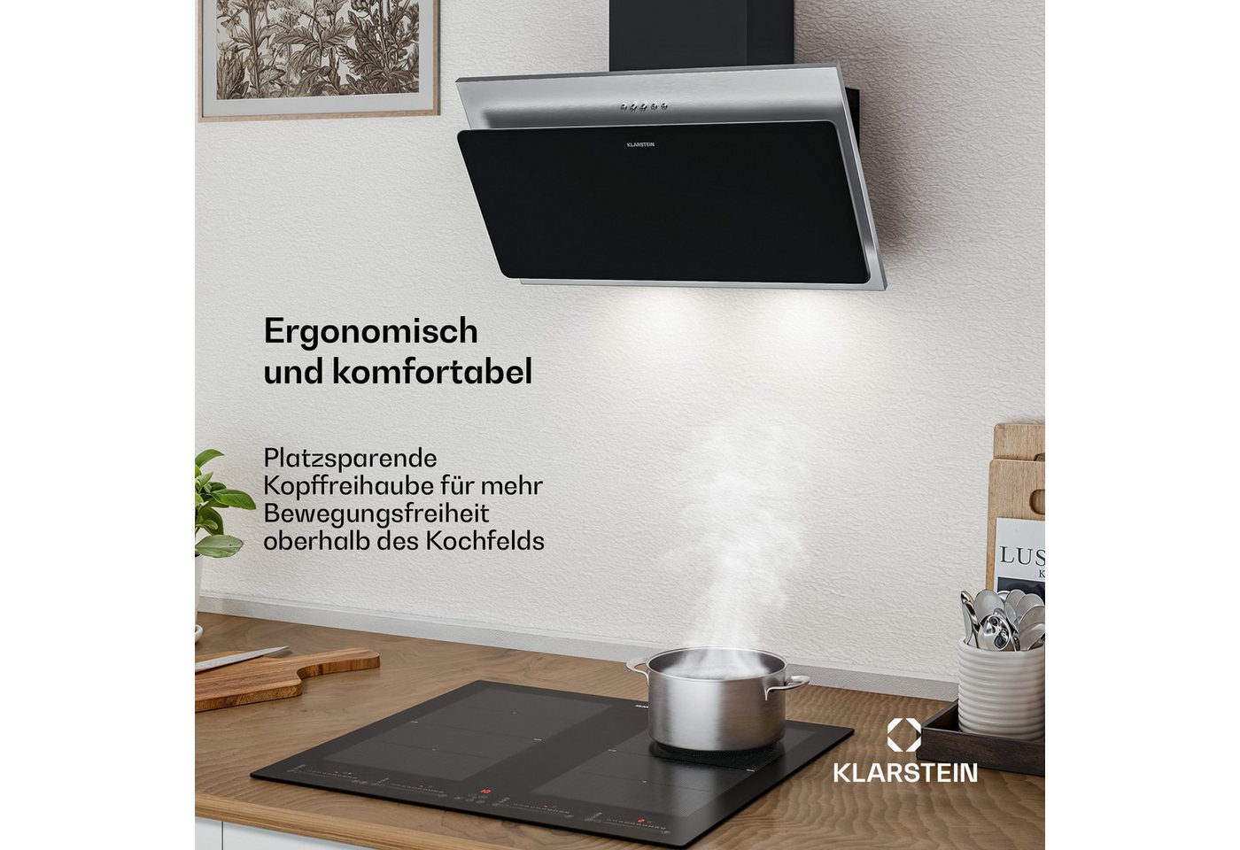 Klarstein Deckenhaube Alessia Dunstabzugshaube Head free Umluft Abluft LED Edelstahl – Bild 5 von 5