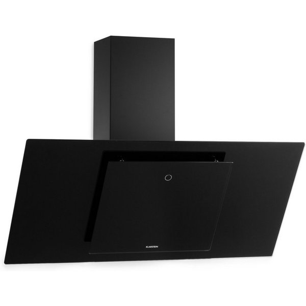 Klarstein Deckenhaube Eleonora 90 Serie Eleonora 90 Wandhaube 90 cm 420 m³/h A++ Touch RGB-Ambiente Glas-Front Abzugshaube kopffrei Abluft Umluft Wandhaube mit 