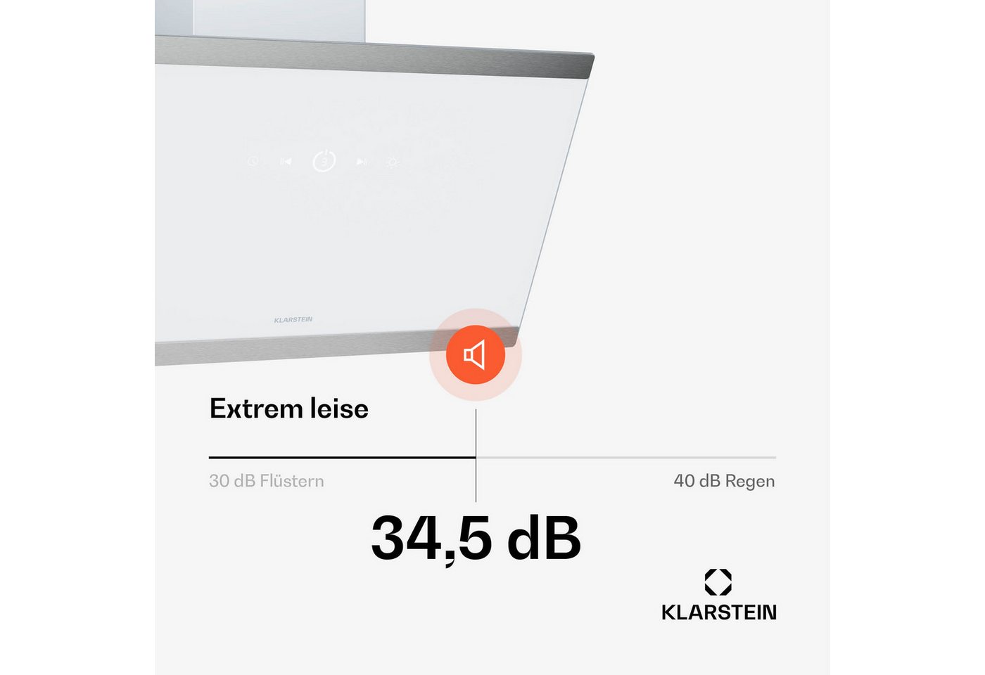 Klarstein Deckenhaube FlashLine Serie FlashLine Dunstabzugshaube A++ 524 m³/h 100W BLDC 3 Stufen Touch LED Abzugshaube Küche Abzughaube Abluft Umluft mit Edelst – Bild 5 von 5