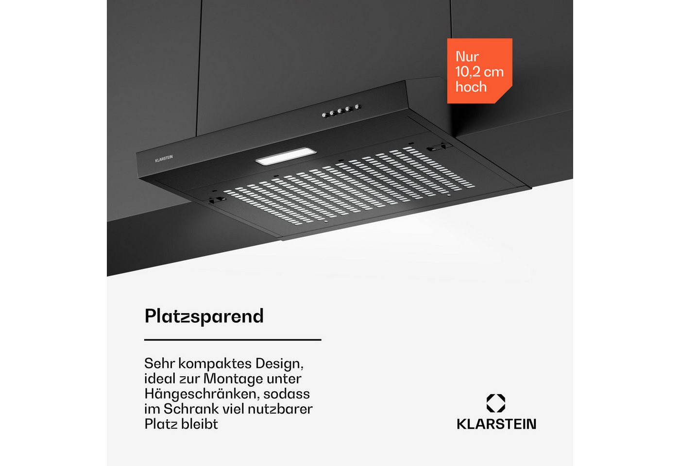 Klarstein Deckenhaube SlimVent Dunstabzugshaube Unterbauhaube Umluft Abluft LED – Bild 4 von 5
