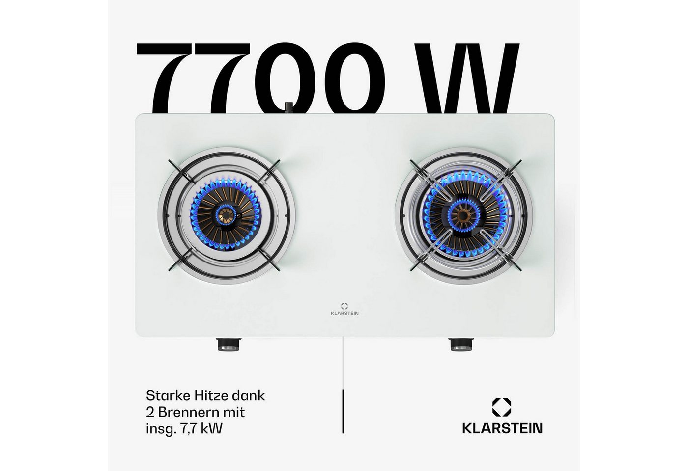 Klarstein Doppelkochplatte Barzona, Gaskocher Dopple Gas Brenner Camping Hob 7700 W – Bild 3 von 5