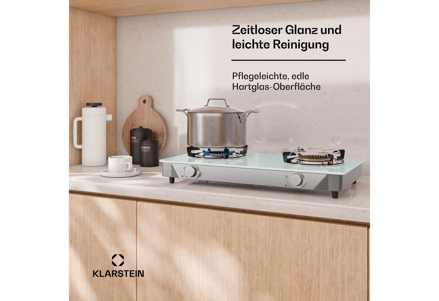 Klarstein Doppelkochplatte Barzona, Gaskocher Dopple Gas Brenner Camping Hob 7700 W – Bild 5 von 5