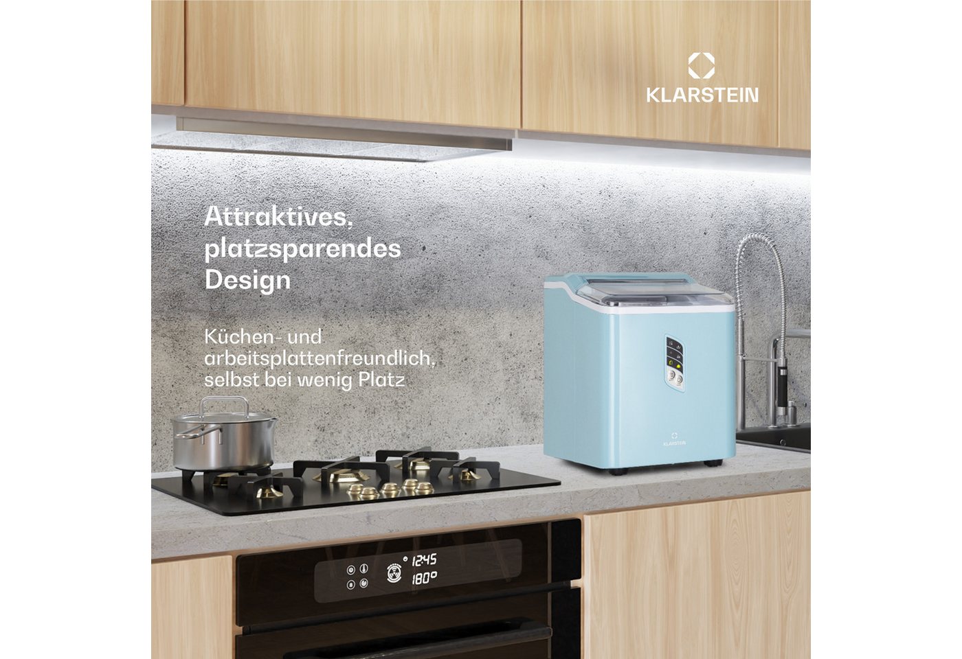 Klarstein Eiswürfelmaschine Albaron Eiswürfelbereiter, Bulleteis für Zuhause 12kg/Tag LCD Display 1,5 L Ice Maker – Bild 4 von 5