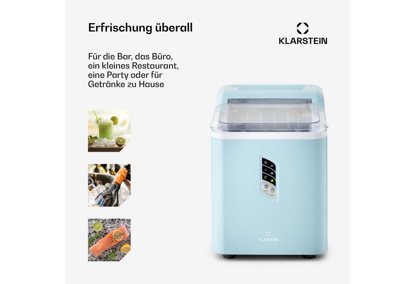 Klarstein Eiswürfelmaschine Albaron Eiswürfelbereiter, Bulleteis für Zuhause 12kg/Tag LCD Display 1,5 L Ice Maker – Bild 5 von 5