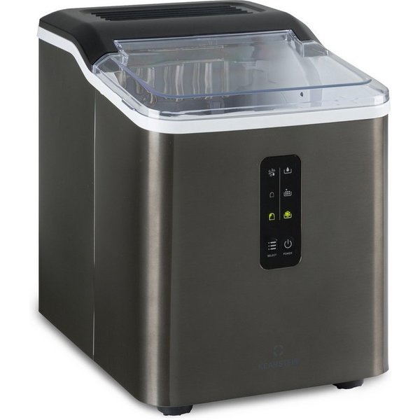 Klarstein Eiswürfelmaschine Albaron Supreme Eiswürfelmaschine Bullet 12 kg/24h 1,5L Tank Edelstahl, Ice Maker Eismaschine elektrisch Bullet-Eis mit LCD