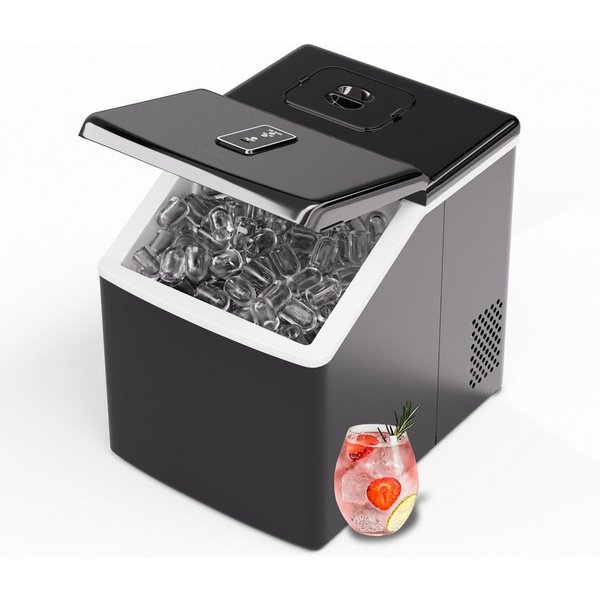 Klarstein Eiswürfelmaschine Clearcube Eiswürfelbereiter, Edelstahl für Zuhause 13kg/Tag LED Display 2,2 L Eiswürfelbereiter