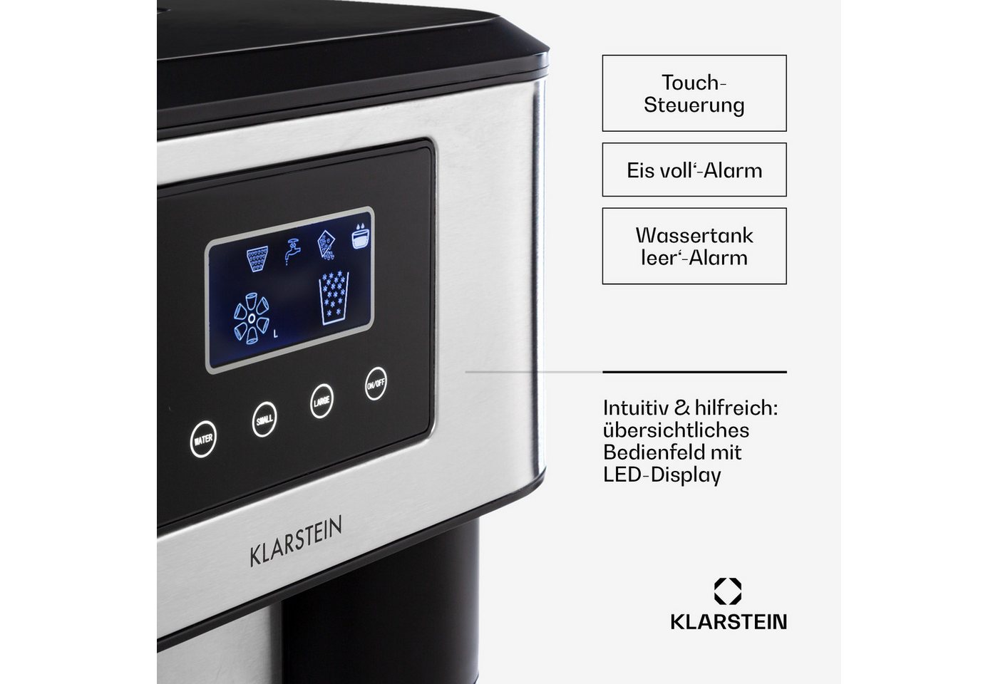 Klarstein Eiswürfelmaschine Eiszeit Crush Eiswürfelmaschine 15 kg/24h 2 Größen Crushed Ice, Eiswürfelmaschine mit Crushed Ice Eiswürfelbereiter Ice Cube Maker – Bild 5 von 5