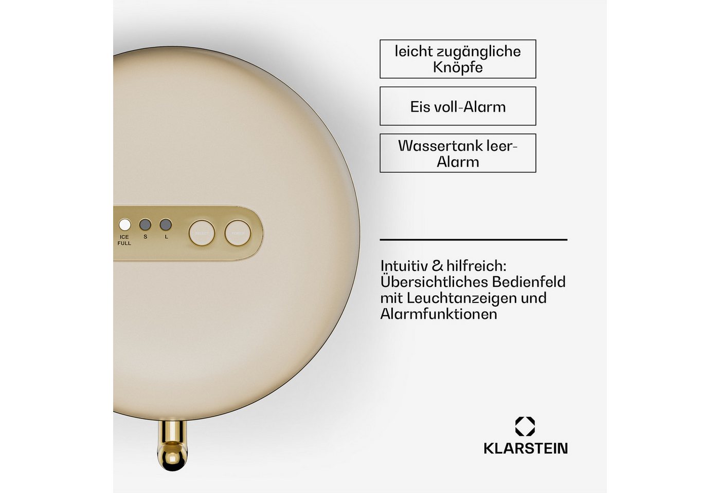 Klarstein Eiswürfelmaschine Passau Eiswürfelbereiter, Bulleteis für Zuhause 15kg/Tag LED Display 2,3 L Eiswürfelbereiter – Bild 5 von 5