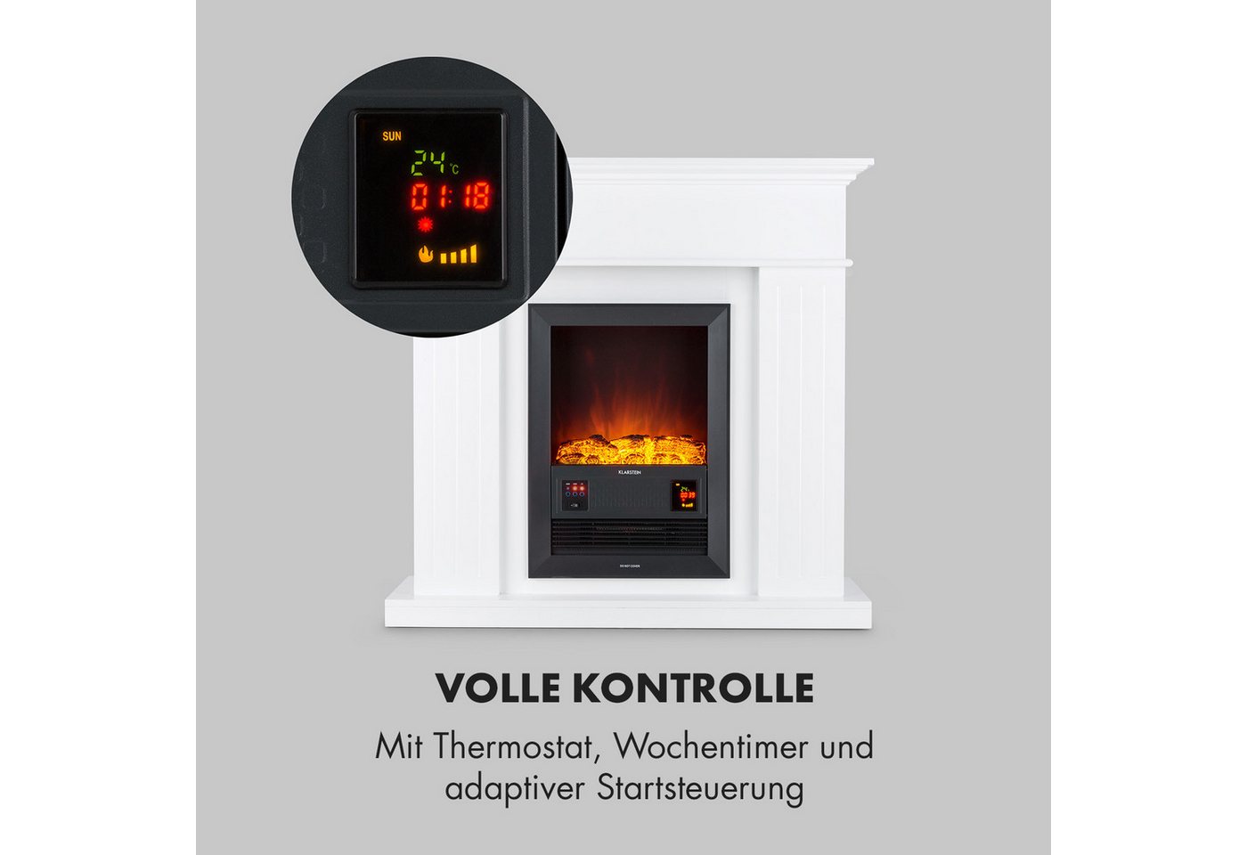 Klarstein Elektrokamin Chamonix, elektrischer Kamin mit Heizfunktion elektrischer Kaminofen mit Heizung – Bild 5 von 5