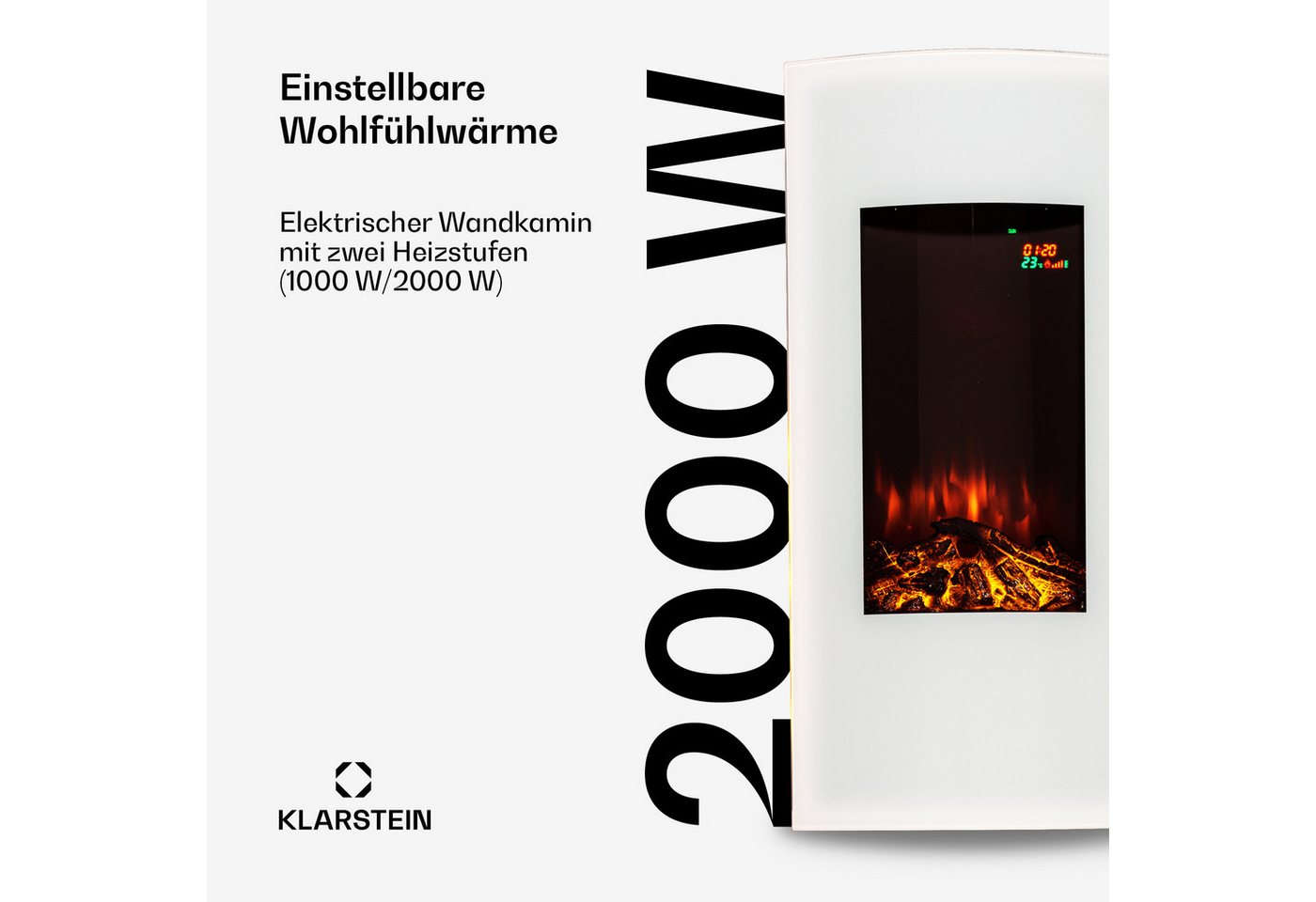 Klarstein Elektrokamin Lamington, elektrischer Kamin Heizfunktion elektrischer Kaminofen Elektrokamin – Bild 3 von 5