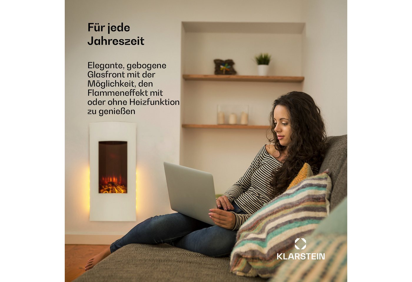 Klarstein Elektrokamin Lamington, elektrischer Kamin Heizfunktion elektrischer Kaminofen Elektrokamin – Bild 4 von 5