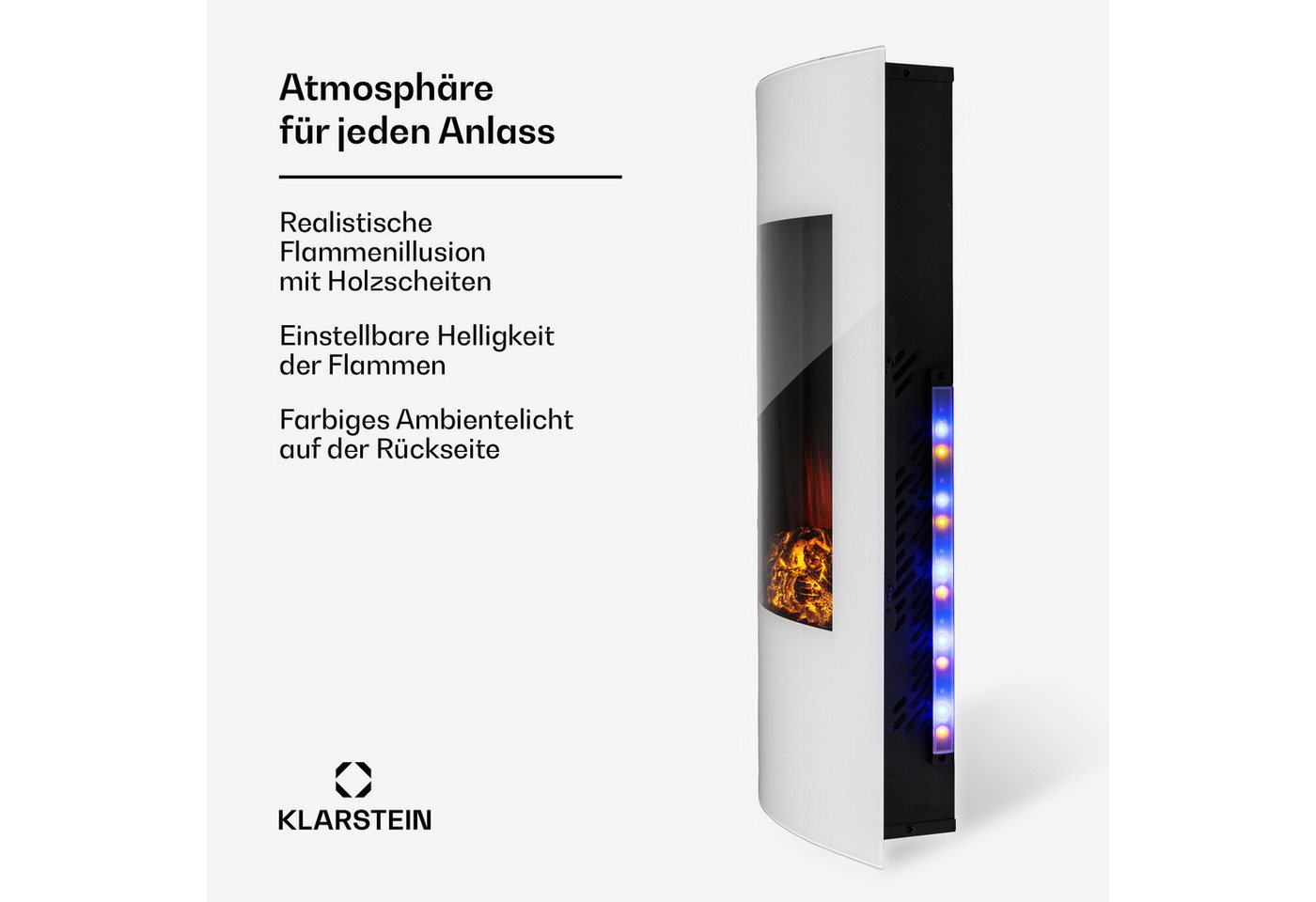 Klarstein Elektrokamin Lamington, elektrischer Kamin Heizfunktion elektrischer Kaminofen Elektrokamin – Bild 5 von 5