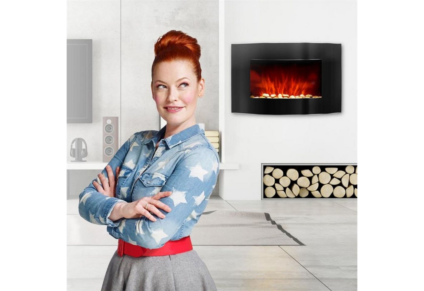Klarstein Elektrokamin Lausanne, elektrischer Kamin Heizfunktion elektrischer Kaminofen Elektrokamin – Bild 3 von 5