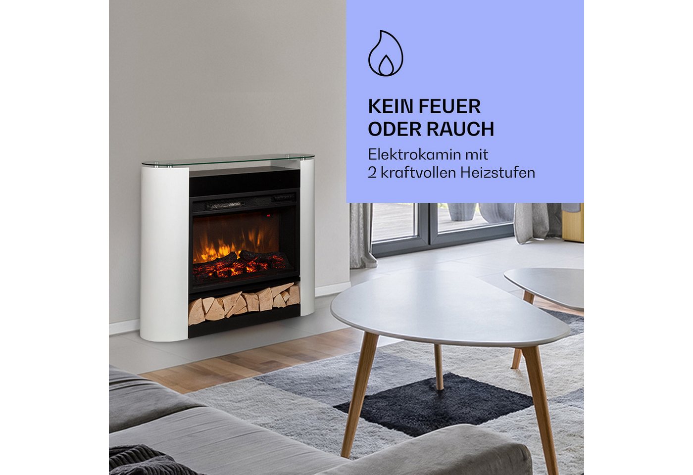Klarstein Elektrokamin Studio 10 Arc, elektrischer Kamin Heizfunktion elektrischer Kaminofen Elektrokamin – Bild 2 von 5