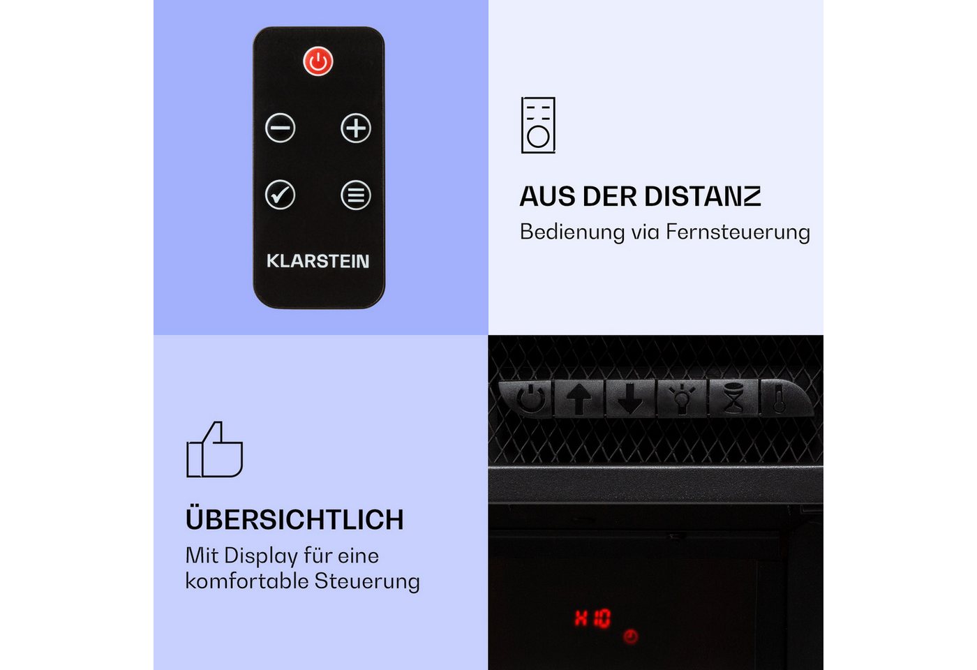 Klarstein Elektrokamin Studio 10 Arc, elektrischer Kamin Heizfunktion elektrischer Kaminofen Elektrokamin – Bild 3 von 5