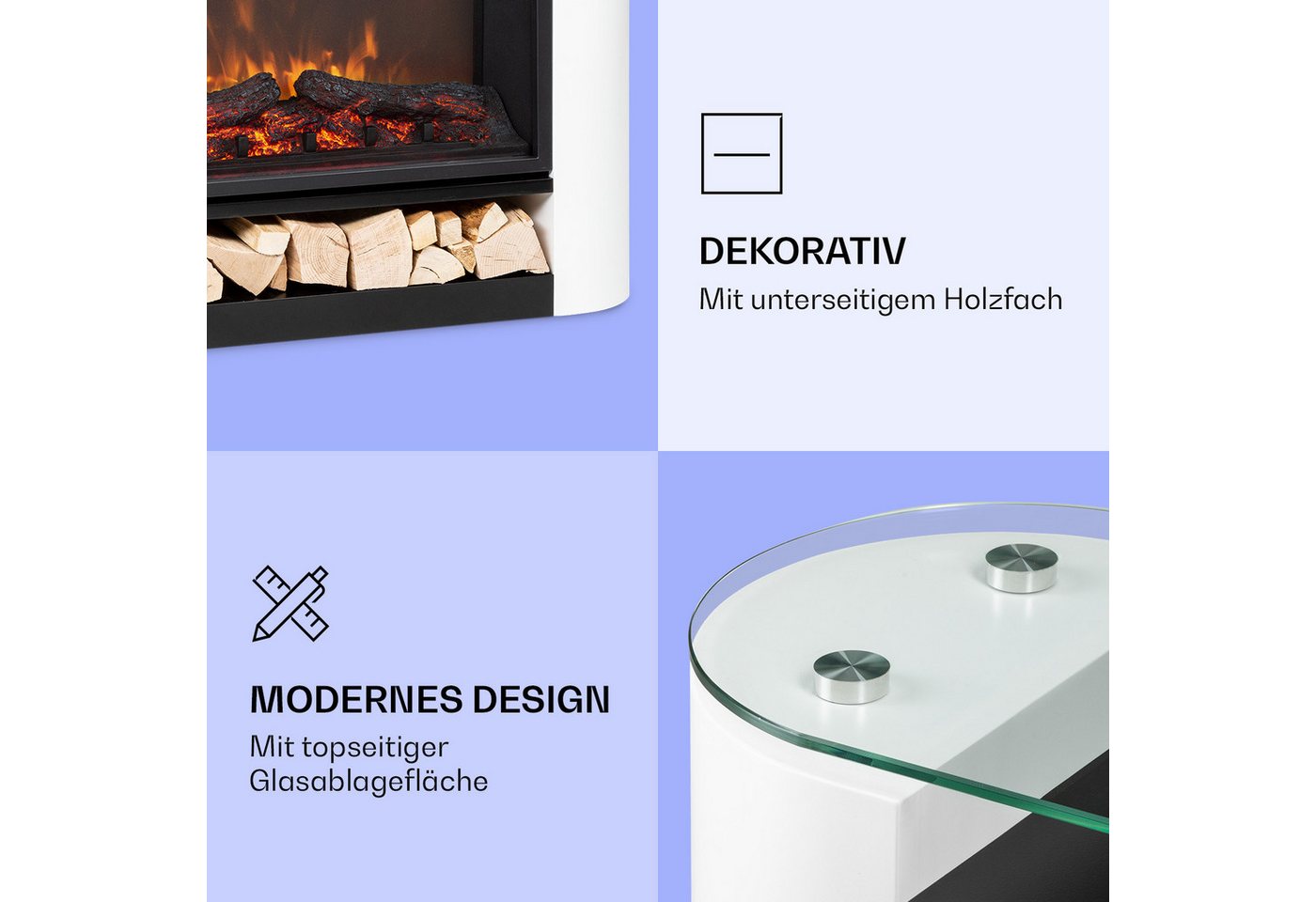 Klarstein Elektrokamin Studio 10 Arc, elektrischer Kamin Heizfunktion elektrischer Kaminofen Elektrokamin – Bild 5 von 5