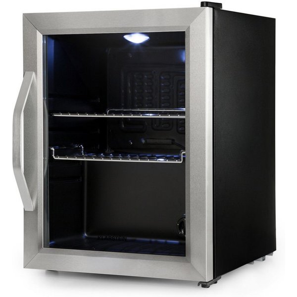 Klarstein Getränkekühlschrank Beersafe M Getränkekühlschrank 33 L Glastür Edelstahl 2 Böden 10033119, 55.2 cm hoch, 40.3 cm breit, Mini Kühlschrank Bierkühlschr