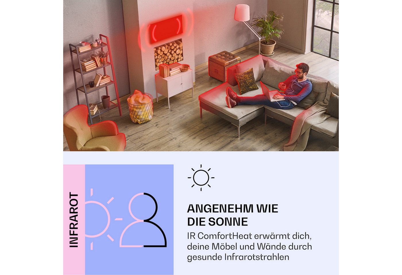 Klarstein Heizkörper Mojave Smart 500 W marble, elektrische Infrarot Wandheizung Thermostat Bild Heizung elektrisch – Bild 5 von 5