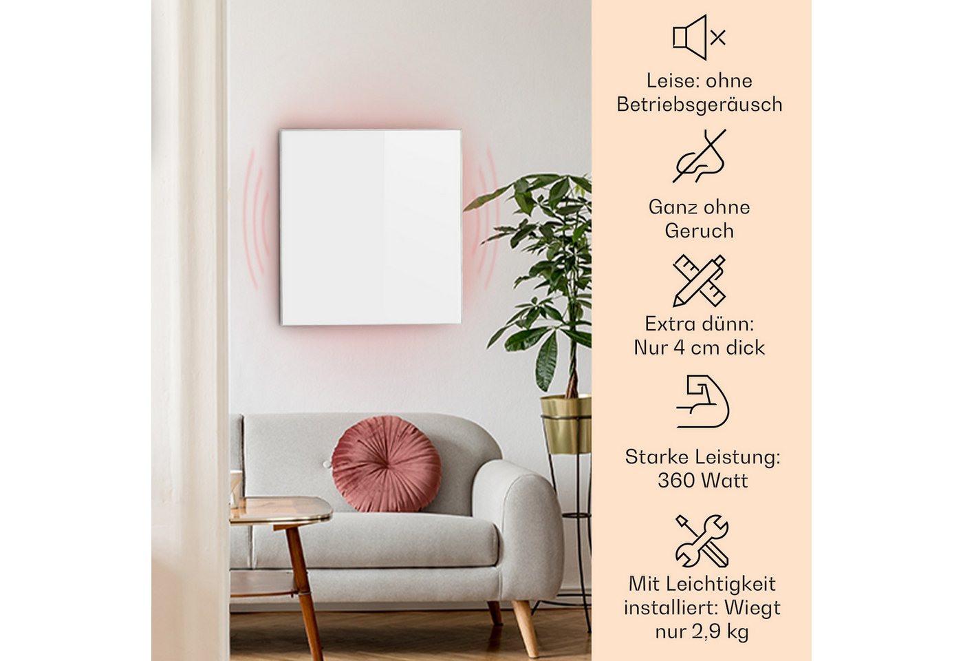 Klarstein Heizkörper Wonderwall 36, elektrische Infrarot Wandheizung Thermostat Bild Heizung elektrisch – Bild 3 von 5
