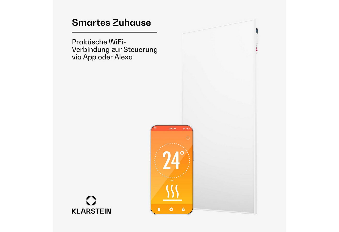 Klarstein Heizkörper Wonderwall Air Smart, elektrischer Infrarot Heizung mit Thermostat Wärmestrahlung – Bild 5 von 5