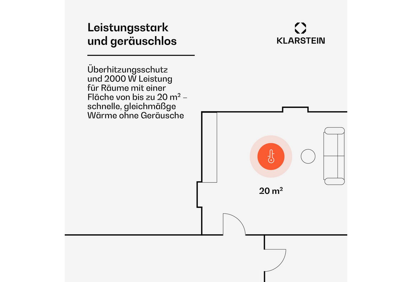 Klarstein Heizstrahler Lindholm, Konvektorheizung elektrisch Elektrokoheizung energiesparend Heizkörper – Bild 3 von 5