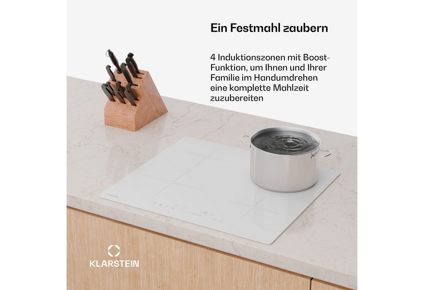 Klarstein Induktions-Kochfeld PowerGlide 10046566, Kochfeld Induktion 4 Zone Touch Timer Küche – Bild 3 von 5