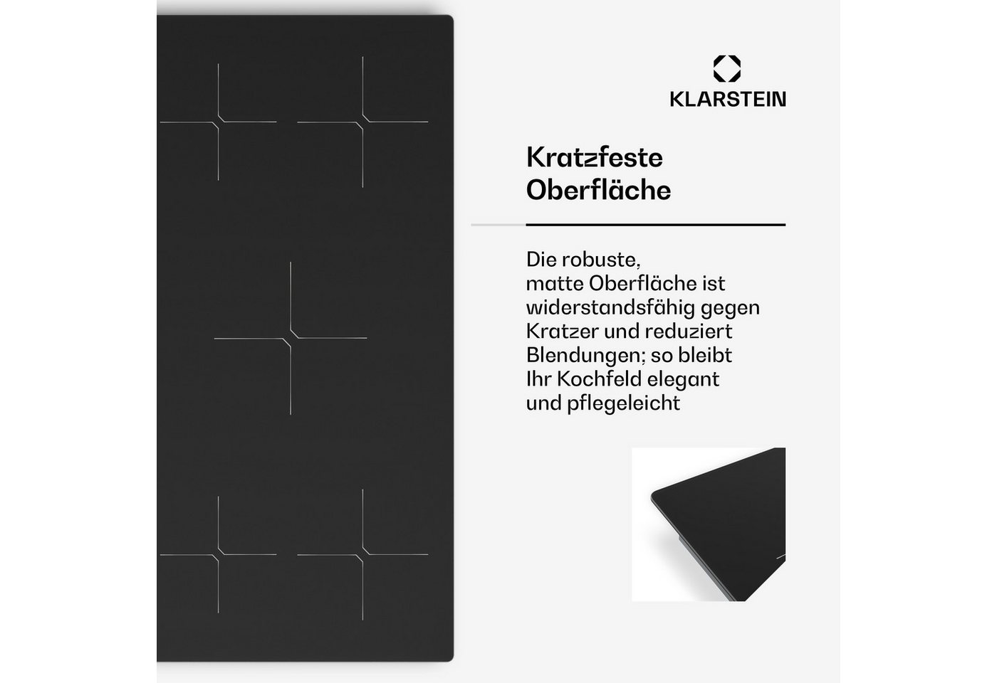 Klarstein Induktions-Kochfeld Powerglide 10047883, Induktionskochfeld Kratzfeste Oberfläche 5 Kochzonen 9800 W 90 cm – Bild 5 von 5