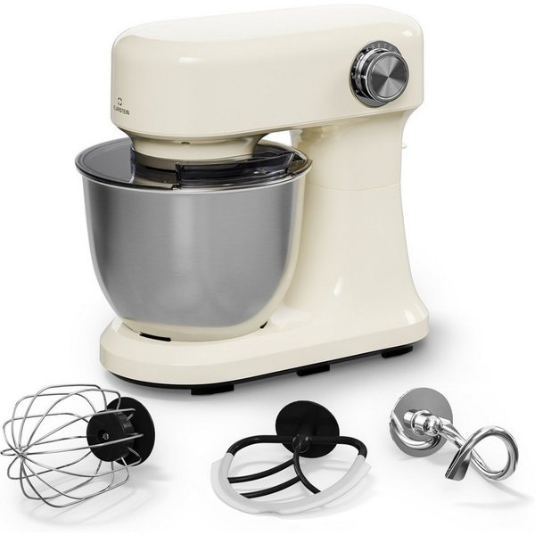 Klarstein Küchenmaschine, 1500 W, 5 l Schüssel, Kompakt Küche maschine 5 L 12 Stufe Pulsfunktion 1500 W Creme