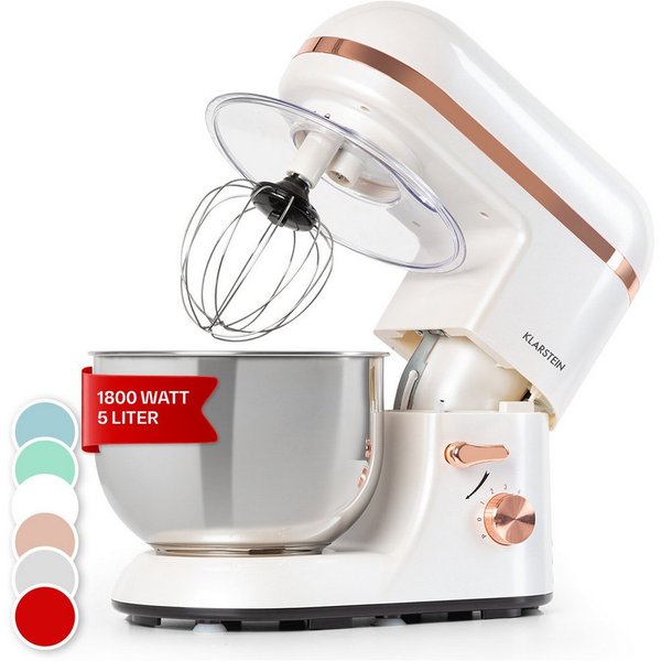 Klarstein Küchenmaschine, 1800 W, 5.2 l Schüssel, Knetmaschine Teigmaschine Teigknetmaschine Rührmaschine Standmixer