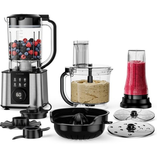 Klarstein Küchenmaschine Verosteel Küchenmaschine + Mixer 1200W 2L+1,75L 10 Stufen 6 Programme, 1200 W, Standmixer Mixer mit Mixbehälter Touch & 6 Programmen
