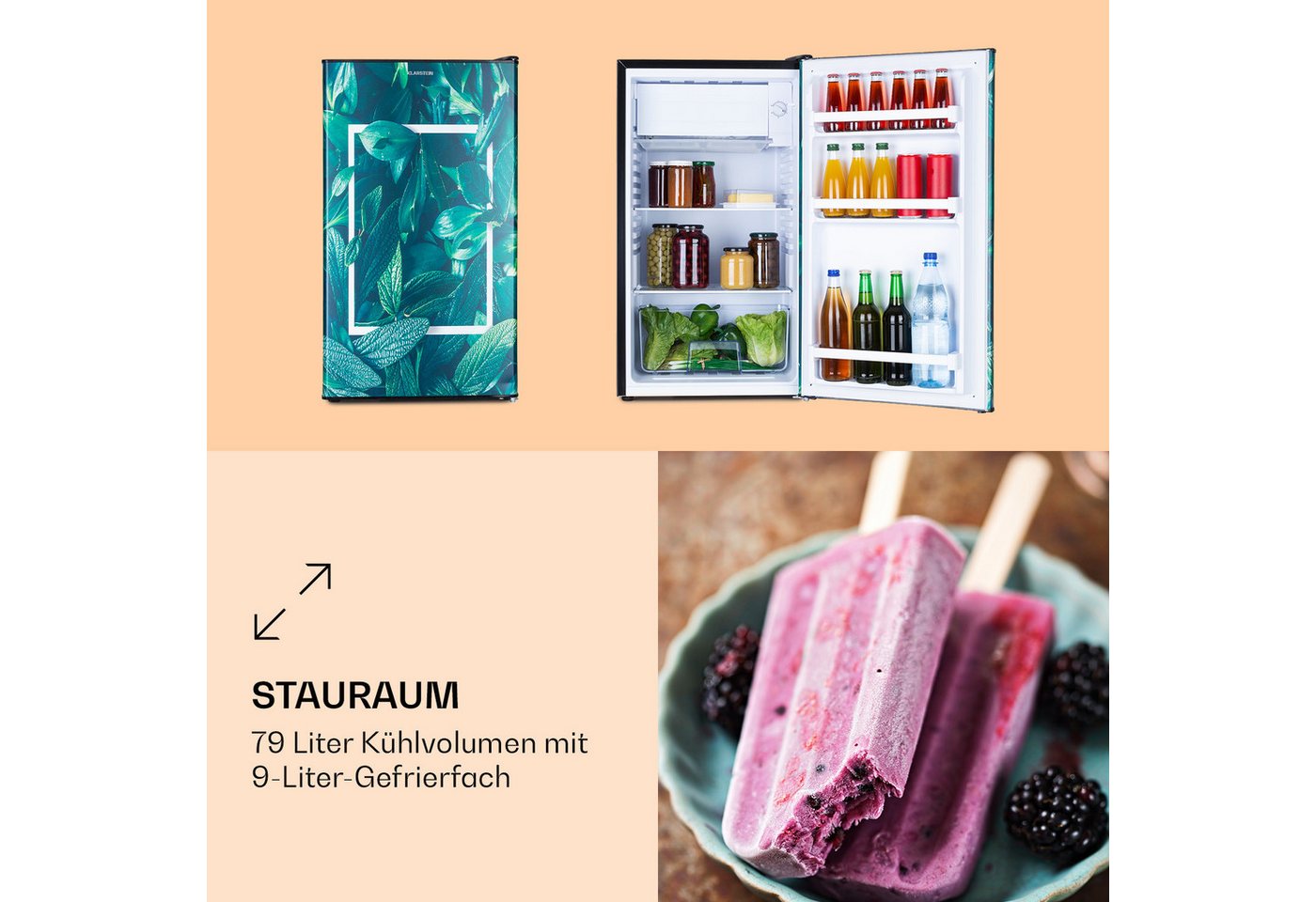 Klarstein Kühl-/Gefrierkombination 10045807, 84.5 cm hoch, 45 cm breit, Bier Hausbar Getränkekühlschrank Hotel Mini Fridge – Bild 3 von 5