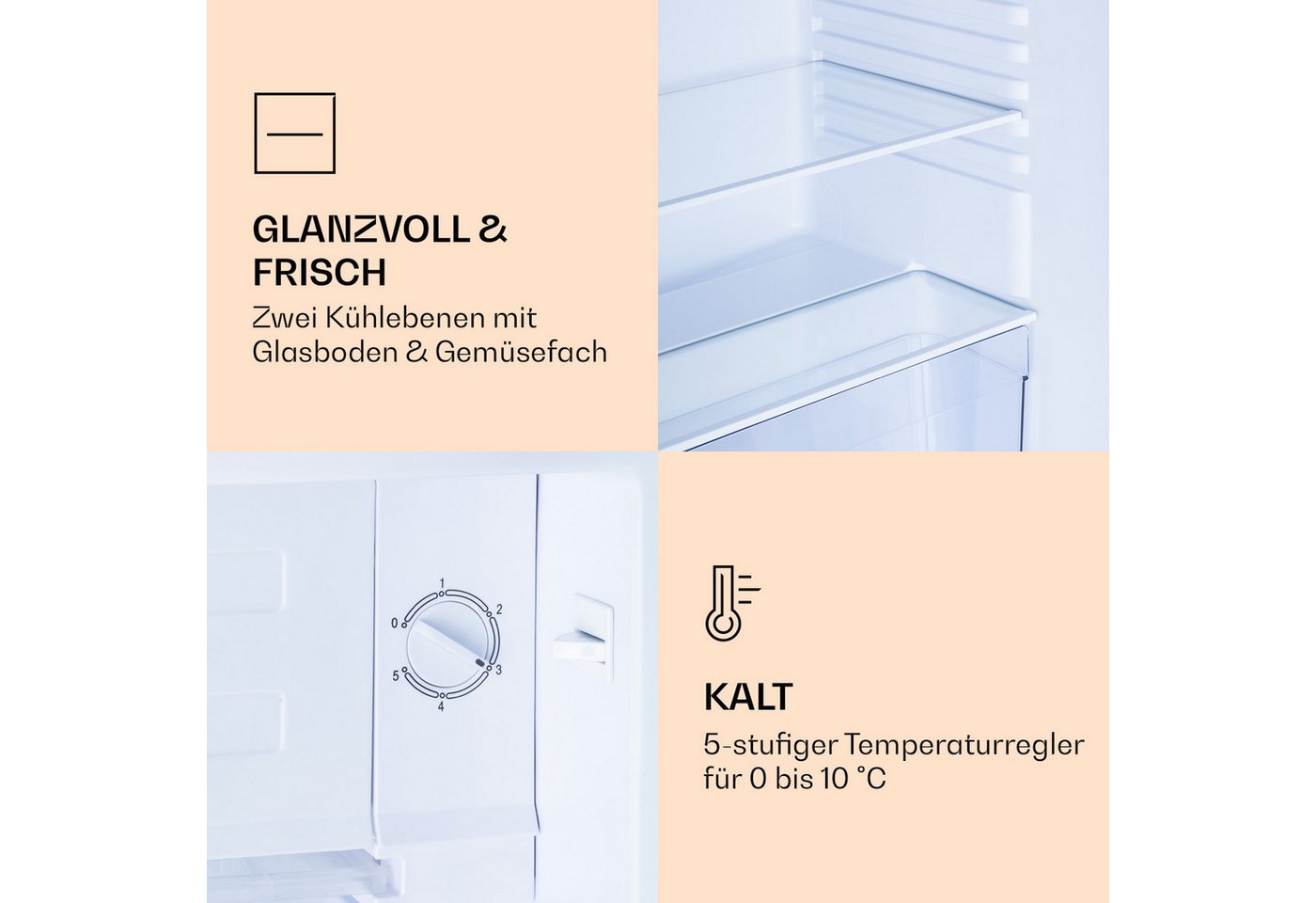 Klarstein Kühl-/Gefrierkombination 10045807, 84.5 cm hoch, 45 cm breit, Bier Hausbar Getränkekühlschrank Hotel Mini Fridge – Bild 5 von 5