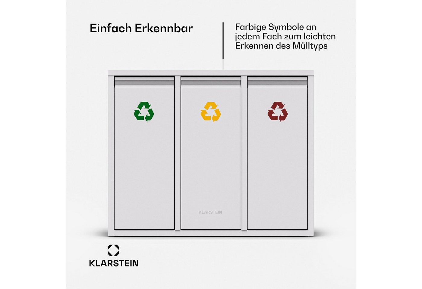 Klarstein Mülleimer Ordnungshüter 3, Mülleimer 3 Fach Treteimer Trash Bin Schwarz – Bild 5 von 5