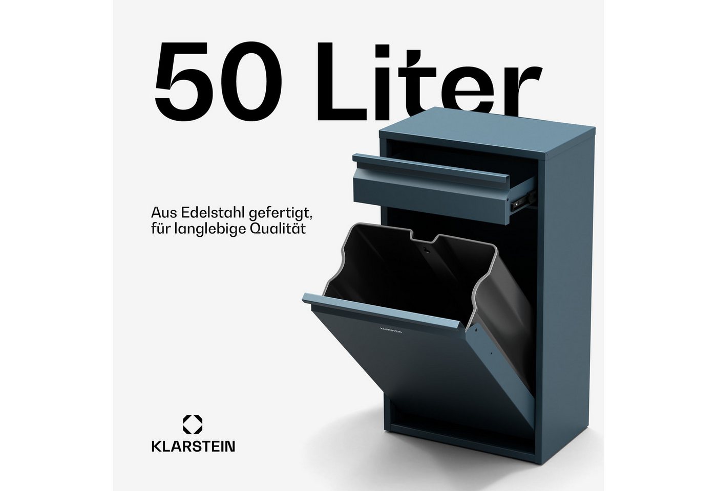 Klarstein Mülleimer Ordnungshüter, Mülltonnenbox 2 Fach Treteimer Trash Bin Garbage Müll – Bild 3 von 5