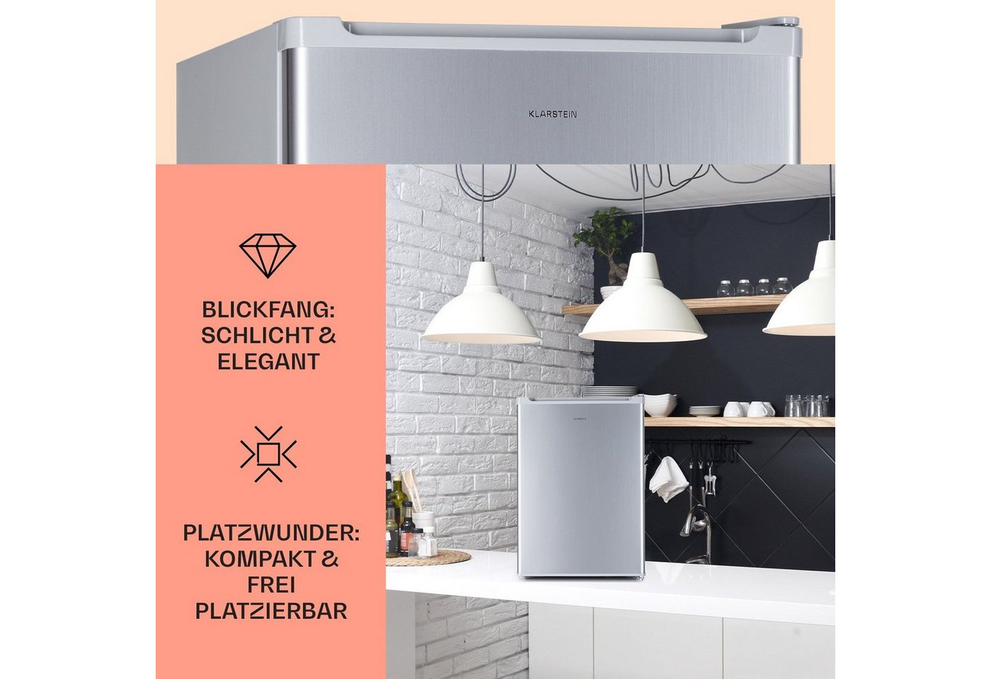 Klarstein Table Top Kühlschrank 10045044, 64 cm hoch, 44 cm breit – Bild 5 von 5
