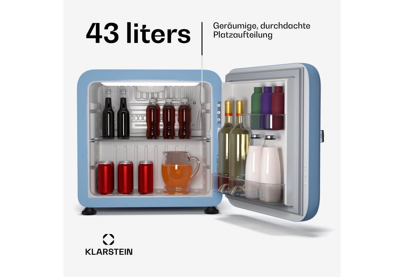 Klarstein Table Top Kühlschrank 10046621, 49.5 cm hoch, 49.5 cm breit, Bier Hausbar Getränkekühlschrank Hotel Mini Fridge 42 L – Bild 3 von 5